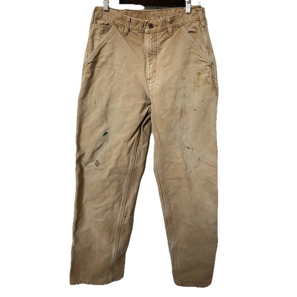 Carhartt Other - Carhartt B111 BRN Flannel Lined Duck Canvas Carpenter Pants Brown 32x30 Mens